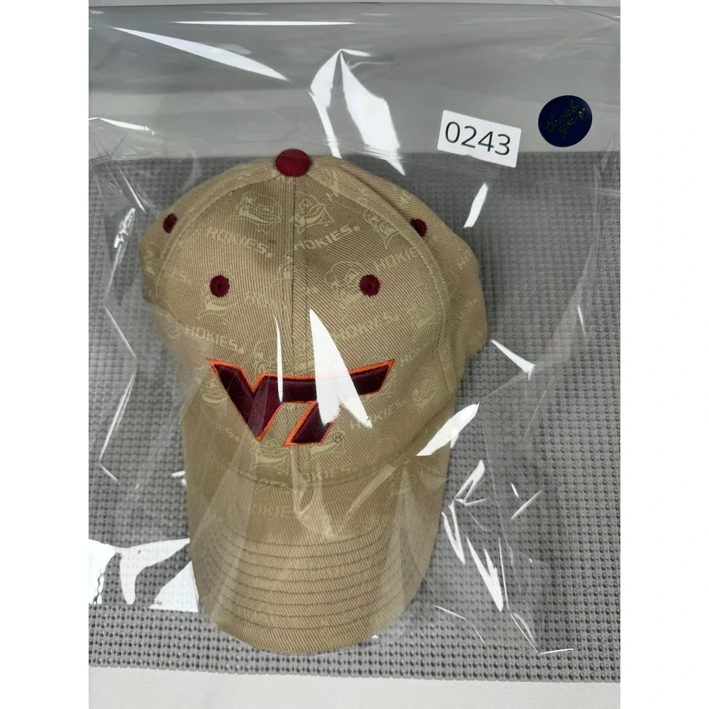 Virginia Tech Hokies Hat Tan Maroon VT Logo Homecoming Collection Baseball Cap